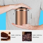 (Gold 1.8L)Coffee Container Large Airtight Stainless Steel Black Kitchen MA