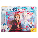 Lisciani, Puzzle pour enfants à partir de 4 ans, 60 pièces, 2 en 1 Double Face Recto / Verso avec le dos à colorier - Disney La Reine des neiges 2 65318