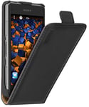 mumbi Genuine Leather Flip Case Compatible with Sony Xperia Z1 Compact Black