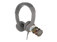 Onanoff BuddyPhones Explore+ - Hörlurar med mikrofon - på örat - kabelansluten - 3,5 mm kontakt - grå har betydelse