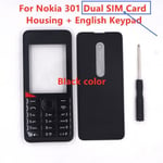 Double noir anglais - Coque Pour Nokia 301, Étui Pour Téléphone Portable Double Sim Simple + Clavier Anglais