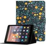 Coopts Floral Series - Amazon Fire HD 10 Tablet Case, Kindle Fire HD 10.1 Inch Cases and Covers, Slim Smart Auto Sleep Wake PU Leather Protective Stand Shell for Fire HD 10 2019 2017 2015,Yellow Fruit