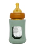 HEVEA Wide Neck Baby Glass Bottle With Sleeve 150Ml/5Oz Single-Pack Blå