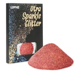 LOPHE Paillettes de Corps, Poudre Libre Scintillant, Poudre Paillette, Poudre Scintillante Maquillag pour Visage, Corps, Cheveux, Halloween, Fête, Noël, 100G(Or rose)