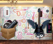 Muzemum Music guitar background wall 3D Wallpaper TV Living Room Sofa Customized Large Mural Wallpaper For Walls Paper -157.48 x 110.23 inch /400cm x 280cm
