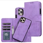 Jose Magnetic Leather Case Mag-Safe Detachable Wallet Phone Cover Multiple Bank Cards,Purple,iPhone 12 pro Max