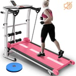 BEIAKE Indoor Treadmill Folding Running Machine Walking Machine Multifunctional Home Fitness Equipment Mechanical Treadmill for Office Home Gym,Pink