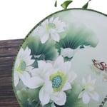 Wood Handle Chinese Vintage Round Hand Fan Print Wedding Party D
