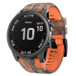 För Garmin Fenix 7x Camouflage Silikon Armband SWJ Orange