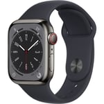 APPLE Apple Watch Series 8 Gps + Cellular - 41mm Rostfritt Stålgrafitbox Midnight Sport Band Armband Regular
