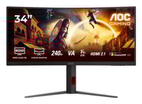 Aoc G4 Cu34g4z, 86,4 Cm (34"), 3440 X 1440 Pixlar, Wide Quad Hd, Led, 1 Ms, Svart, Röd