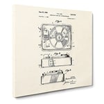 Record Player Patent Vintage Canvas Wall Art Print Ready to Hang, Framed Picture for Living Room Bedroom Home Office Décor, 20x20 Inch (50x50 cm)