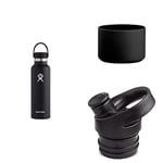 Hydro Flask Girls' Flex Cap Flask, Black, 621ml Silicone Flex Boot, Small, Black Standard Mouth Insulated Sport Cap, Black