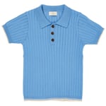Copenhagen Colors GOTS Ribbstickad Pikétröja Sky Blue Cream | Blå | 104 cm