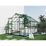 Vente-unique.com Serre de jardin en verre trempé 4 mm verte avec kit d'ancrage 9 m² - OTERIA