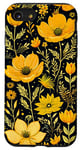 Coque pour iPhone SE (2020) / 7 / 8 Motif floral chic jaune moutarde et noir