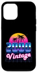Vintage 2000 Anniversaire 25 ans 80's Rétro Palmier Coucher de Soleil Coque pour iPhone 12/12 Pro