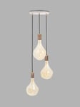 Tala Walnut Triple Pendant Cluster Ceiling Light with Voronoi II 3W ES LED Dimmable Tinted Bulbs