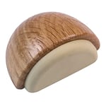 Amig - Cale ou butée de sol adhésive semi-circulaire décorative en bois finition chêne et caoutchouc couleur beige - Protège des coups les murs et meubles - Ø45 x 25 mm
