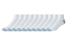 Amazon Essentials Men's Cotton Half Cushioned Ankle Socks, 10 Pairs, White, 5-11