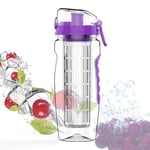 Miwaimao BPA Free Fruit Infuser Water Bottle Juice Shaker Sports Lemon Water Bottle Fitness Sport Fruit Drinking Bottles for Girl,Purple 1000ml