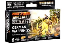 Vallejo VAL70207 AV Model Color Set-WWII German Waffen SS (6), 17 ml (Pack of 6)