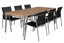 Brafab - Naos Matgrupp 100x220-320 cm ink 6st Naos Karmstolar Rostfritt/Teak