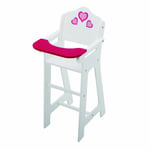The New York Doll Collection Wooden Doll High Chair with Doll Bib Fits 18 inch / 46cm Dolls – Dolls Furniture Accessorises