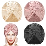 3-pack Siden Hårinpackning för Sovning Kvinnor Bonnet Elastisk Hårsjukvård Mössa för Naturligt Lockigt Hår Set1