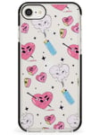 Grumpy Love Hearts (Clear) Black Impact Impact Phone Case for iPhone 7 Plus, for iPhone 8 Plus | Protective Dual Layer Bumper TPU Silikon Cover Pattern Printed | Quirky Pattern Sarcasm Funny Weird