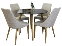 Venture Design Plaza & Leone matgrupp Svart/grå 4 st stolar & bord 100 cm