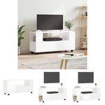The Living Store TV-skåp vit högglans 102x34,5x43 cm konstruerat trä -  TV-bänkar
