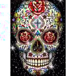 Diamond painting Skull Diamantkonstsatser för vuxna,full borrfärg med diamanter Skelett diamantprickar,diy-målningar för nybörjare