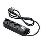 FANTON 47461 Multiprise Omega multiprise Noire 3 Prises bipas 16A – câble 1,5 m – fiche équipe Grande Italienne – Chaussure + Interrupteur Bipolaire Lumineux Banque fabriqué en Italie