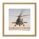 Military Afghanistan Air Force MI-17 Helicopter 8X8 Inch Square Wooden Framed Wall Art Print Picture with Mount