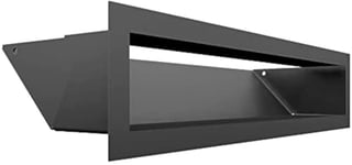Grille de Ventilation KRATKI AIR | Grille d'air Chaud 9 x 40 cm | Graphite | Grille d'extraction pour Ventilation de cheminée | Prise d'air à Un Angle de 45 degrés | résistant à la surchauffe