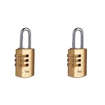 YALE Y150B/22/120/1- Brass Combination Padlock (22mm) - Indoor Steel Shackle Lock for Backpack, Locker, Tool Box - 3 Dial Lock 1000 Combinations - Standard Security (Pack of 2)