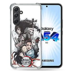 Cokitec Coque Renforcée en Verre Trempé pour Samsung Galaxy A54 5G Manga Demon Slayer Blanc