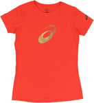 ASICS Ladies T-shirt Fitness Shirt Sport Top Graphic Short Sleeve Shirt, Red, M