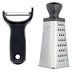 OXO Good Grips Y Peeler & KitchenCraft Box Grater with Pyramid Design, Stainless Steel, 20 cm