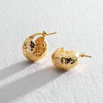 Revere 9ct Gold Plated Hammered Bold Mini Hoop Earrings female