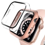 ELYCO Coque Compatible avec Apple Watch Series 6/SE/5/4 40mm, [2 Pièces] PC Ultra Slim Case avec Verre Trempé, 360° Anti-Rayures Cover Protection D'écran pour iWatch Series 6/SE/5/4 40mm [Noir+Clair]