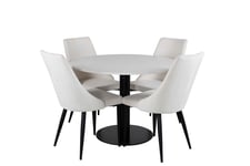 Venture Design Razzia & Leone matgrupp Vit/beige 4 st stolar & bord 106 cm