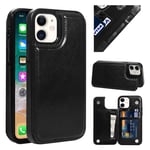 Compatible with iPhone 12 Wallet Case (iPhone 12/5.4 Inches, Black)
