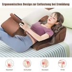 Kilkuddsset ergonomisk ryggkudde med sidfickor och tvättbar överdragsstödkudde för nacke 47,5 x 23,5 x 54 cm brun