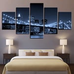 WENXIUF 5 Panel Wall Art Pictures Light bridge,Prints On Canvas 100x55cm Wooden Frame Ready To Hang The Animal Photo For Home Modern Decoration Wall Pictures Living Room Print Decor