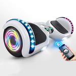QINGMM Hoverboard,6.5" Two-Wheel Smart Self Balancing Car with LED Light Flash And Bluetooth Speaker,Electric Scooters for Kids Adult,White