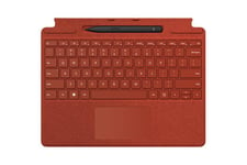 Microsoft Surface Pro Signature Keyboard - tastatur - med touchpad, accelerometer, Surface Slim Pen 2 opbevaring og opladningsbakke - QWERTY - nordisk (dansk/finsk/norsk/svensk) - poppy rød
