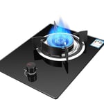 HJJ 4.8KW Black Tempered Glass Built-in Gas Hob Single Burner-Thermocouple Flameout Protection|Pulse Ignition Needle|Child Lock Protection Device [Energy Class A] (Color : NG)