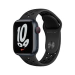 Watch Nike Series 7 GPS + Cellular, boîtier Aluminium Minuit 41mm avec Bracelet Nike Sport Anthracite - Noir - Neuf
